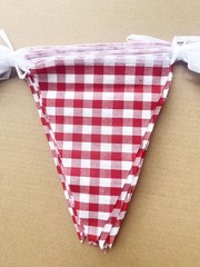 15 Meters 49ft Red and White Cotton Fabric Checkered Pennant Banner, Party De…