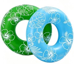 2 Pcs Pool Floats for Adults 36 inch Large Inflatable Floats Tube Hawaiian Tr…