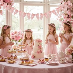 Pre-Strung Satin Ribbon Champagne Pink Bow Garland Banner for Wedding Bridal