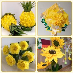 2 Rolls Yellow Crepe Paper Streamers 10 x 98Inch Sheets DIY Flower Crafts Decor