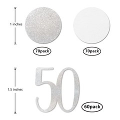 200 PCS Silver Glitter Number 50 Birthday Anniversary Table Confetti