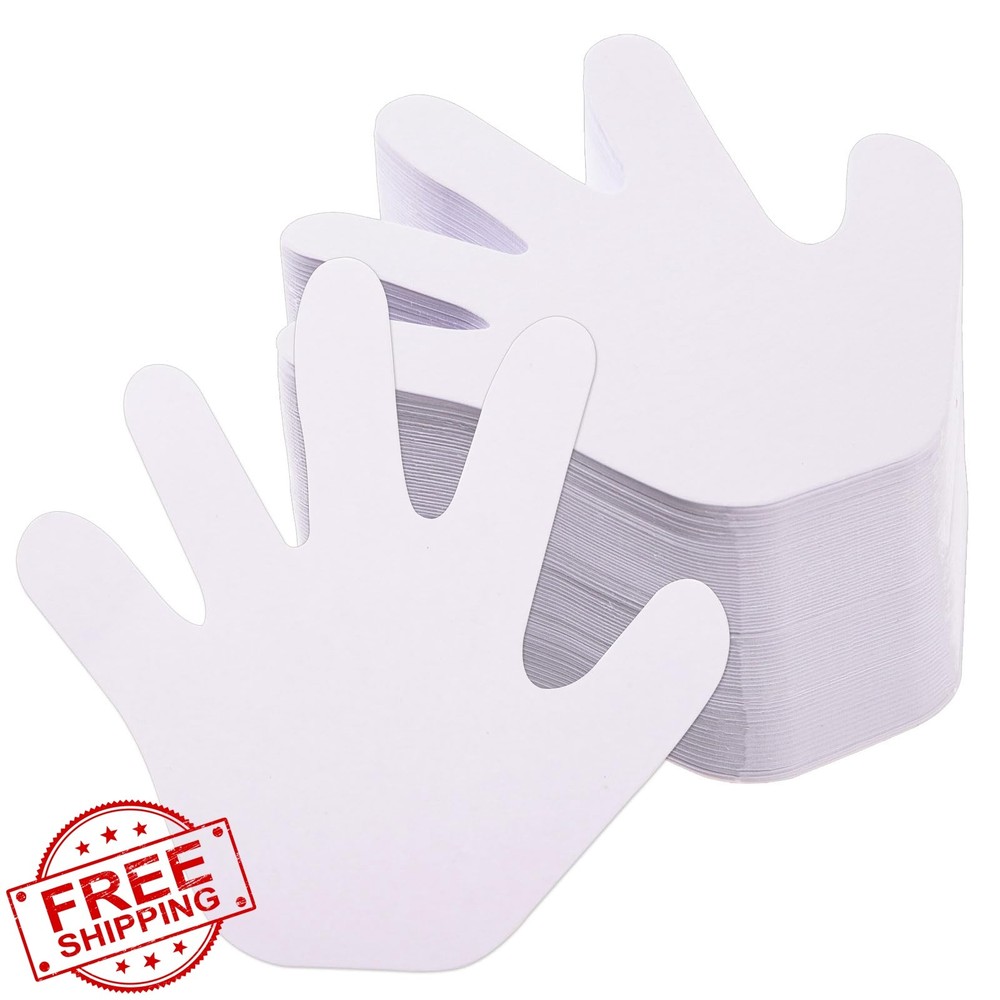 MixTeach White Hand Cutouts Paper 200 Pcs Kids Craft