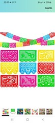 Mexican Party Banner, 18 Feet Plastic Day of the Dead Papel Picado Banner Cinco
