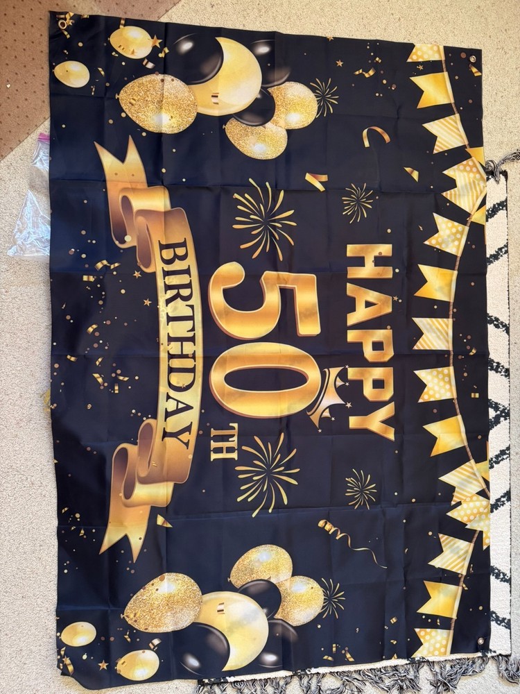 50th Birthday Party Decorations – Large banner plus various decor