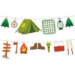 AsodSway Summer Camping Clothesline Banners – 41Pcs Miniature Felt Green
