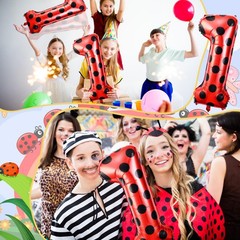 40 Inch Ladybug Large Number 1 Balloon 40 Inch Decorations Supplies Black Red…