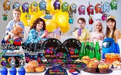 174 Pcs A-mong Us Birthday Decorations Banner Balloon Tablecloth Party Supplies