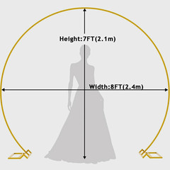 New Gold Metal Round Backdrop Arch 8ft Wedding Party Birthday Balloons Flowers