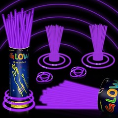 120 Pcs 8″ Purple Glow Sticks Bulk, Glow Necklaces and Bracelets Set with Con…