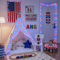 4 Pack Waterproof Red, White & Blue Fairy Lights – Perfect for 4th of July Decor