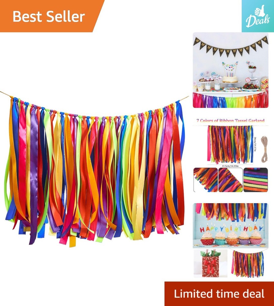 DIY Adjustable Ribbon Tassel Garland – 7 Color Hanging Decoration for Any Party