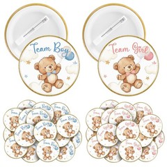 60 Pcs Bear Gender Reveal Pins, Funny Baby Shower Team Gender Reveal Decorations