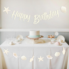 Sea Shell Happy Birthday Banner Beach Seashell Birthday Decorations Garland Beac