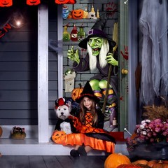 Halloween Witch Door Cover Large with Rope Door