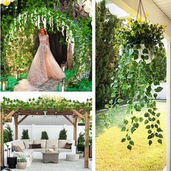 ZWYOQI 84 feet Artificial Vines Greenery Garland Fake Scindapsus/12 Strands