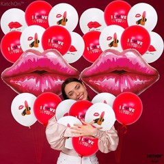 , Big Red Lips Balloons – 30 Inch, Pack of 34 | Lipstick Balloons for Galenti…