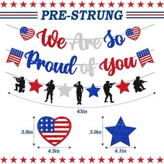 Military Going Away Party Decorations We Are So Proud of You Banner Blue