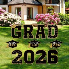 Tatuo 11 Pcs Graduation Yard Sign Decorations Class of 2026 Congrats Graduation