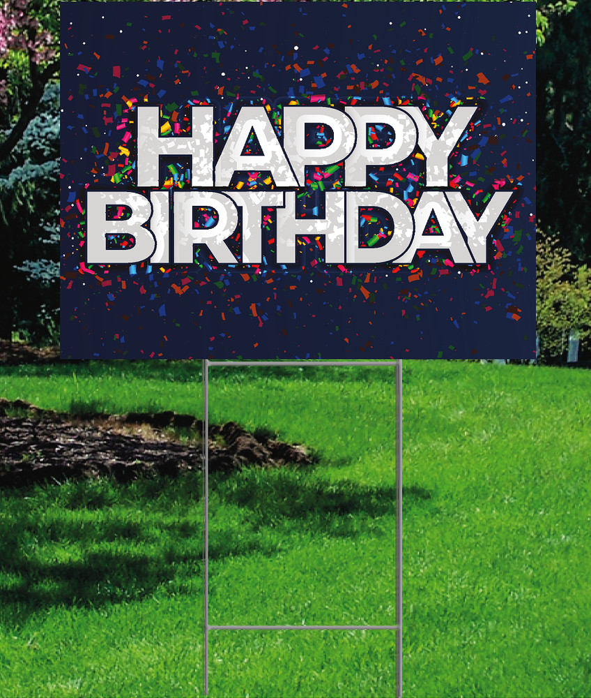 YS3060 Happy Birthday Confetti Plastic Outdoor Yard Sign Decoration Cutout
