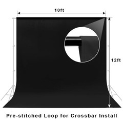 10X12ft Black Backdrop, Photo Backdrop Curtain Polyester 10x12ft Black