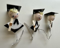 LOT Vintage GRADUATION Spun Cotton Head Boy Girl Chenille Picks/Stems