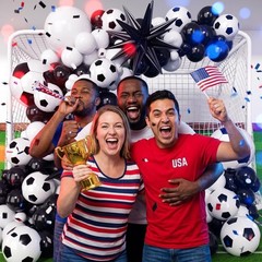 Soccer Balloons Garland Arch Kit with Stars 146Pcs – 5 10 12 18inch Balloon a…