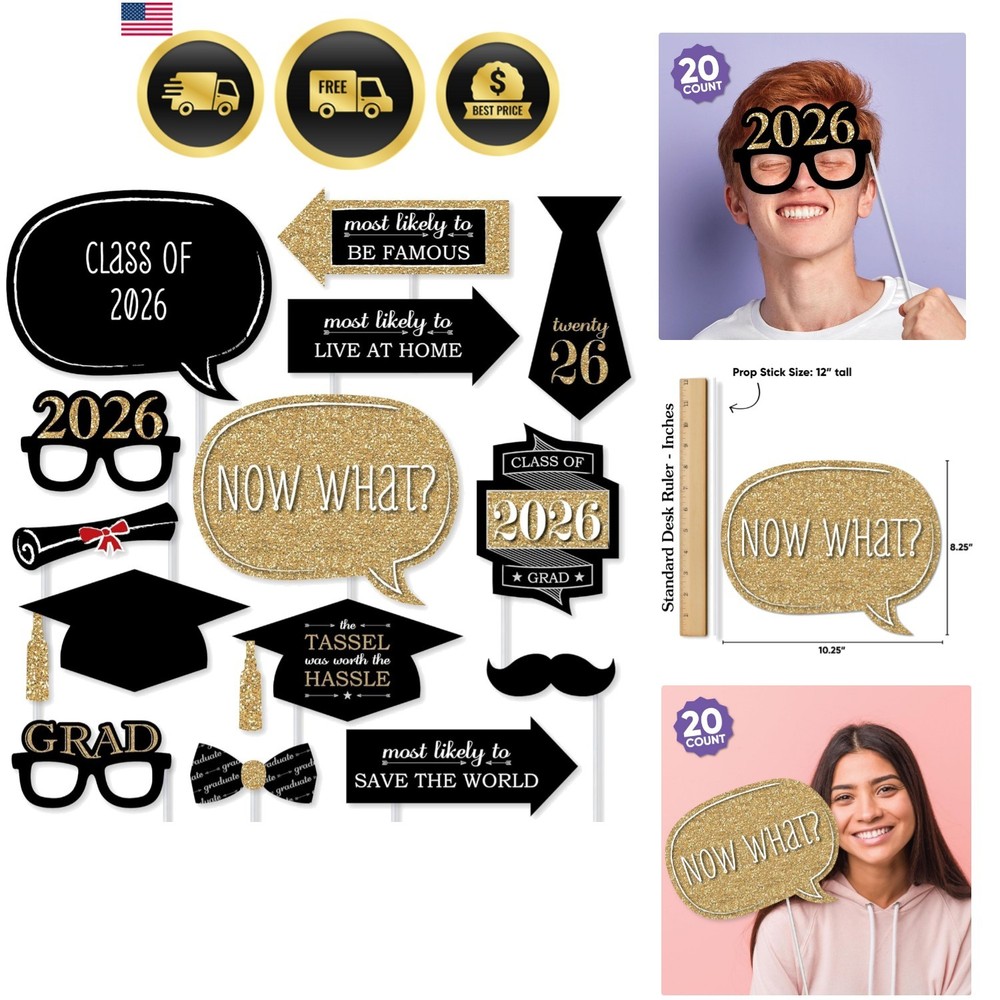 Graduation Props for Photoshoot 2026, 20-Count Set of High School Senior Phot…