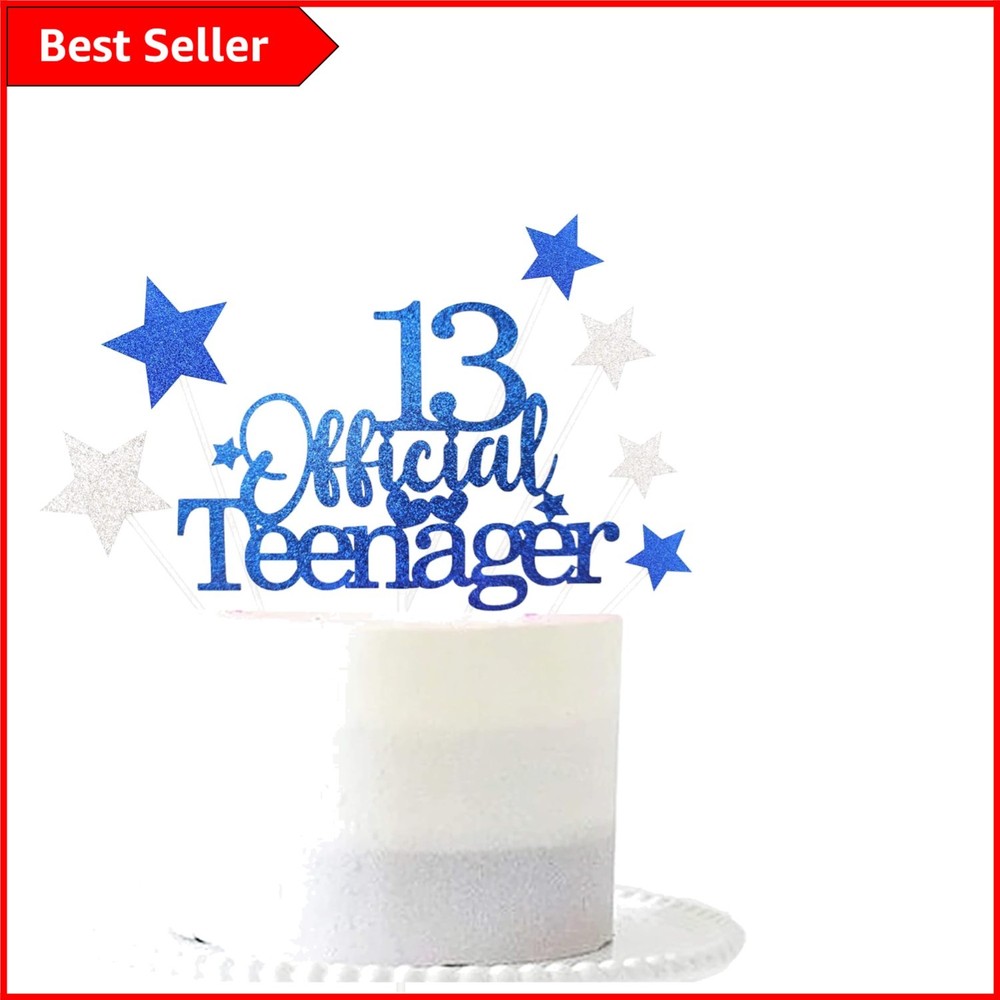 Glittery Royal 13th Birthday Cake Topper Set – Personalized Party Decor
