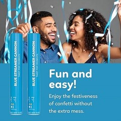 2 Pack Streamer Confetti, 12» Biodegradable Blue Cannon, Poppers for Wedding