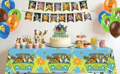 33 Pcs ScoobyDoo Party Decorations Birthday Party Supplies Banner Cake Topper