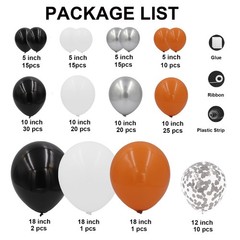 Orange and Black Balloons Arch Kit 164pcs Orange Black White and Chrome Silve…