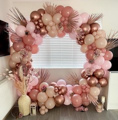 Rose Gold Balloon Arch Kit 164 Pcs Pastel Pink Gold White Garland for Parties