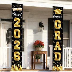 Graduation Decorations 2026 Porch Banner, 70.9 x 11.8 inches, Black