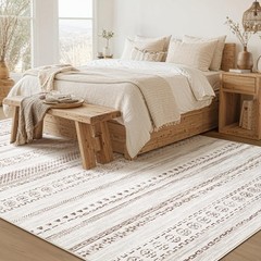 5×7 Washable Area Rug: Non Slip Soft Thin Carpet, Boho Geometric Modern Decor…