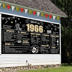 Large Black Gold 60th Birthday Backdrop – Perfect for Celebrating 1966 Themes