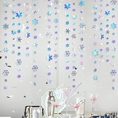 Clearance 52Ft Winter Wonderland Party Decoration Iridescent Snowflake Garlan…
