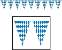 Blue & White Checkered Oktoberfest Theme Party Decoration 30 ft. Pennant Banner