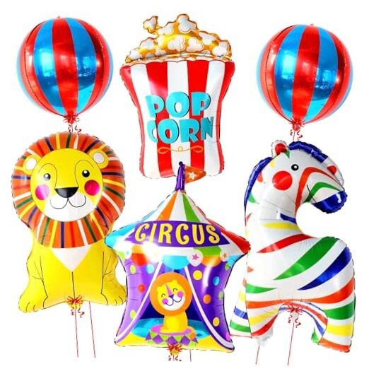 , Circus Balloons for Carnival Decorations – Pack of 6 | Carnival Balloons for
