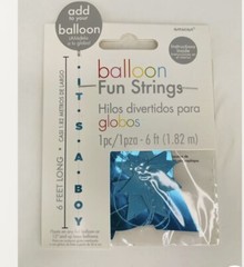 Its A Boy Blue Helium Balloon Fun Strings Tail 6 feet Long NEW