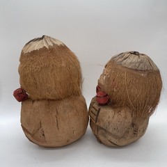 Hawaiian Coconut Shell Maraca Woman Musician Tiki Bar Luau Party, Lot Of 2