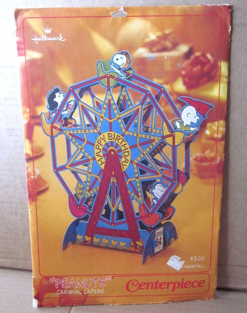 PEANUTS unused centerpiece Charles Schultz vtg Snoopy 1965 decor Ferris Wheel