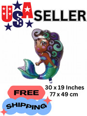 Mermaid 4X Big Large Party Birthday Balloons Brown | Black | Ethnic | 4 pieces