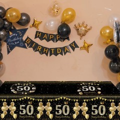 41Pcs 50th Birthday Decorations for Men Women, Black Gold 50 Year Old