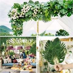 Jungle Party Decorations, 78 Pieces 8 Kinds Artificial Palm Leaves Green