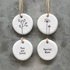 Mini Porcelain Hanging Tag – Special Mum – East Of India