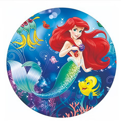 Round Mermaid Princess Ariel Backdrop Background Happy Birthday Party Decor