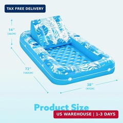 SLOOSH Inflatable Pool Floats with Cooling Water Hole,72″ x 38″ Daybed Pool Loun