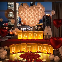 Happy Birthday Decorations, Include Light up Letters, with Tea Lights Candles