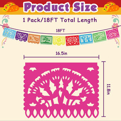 OHOME Cinco De Mayo Decorations – Papel Picado Banner Streams | Mexican…