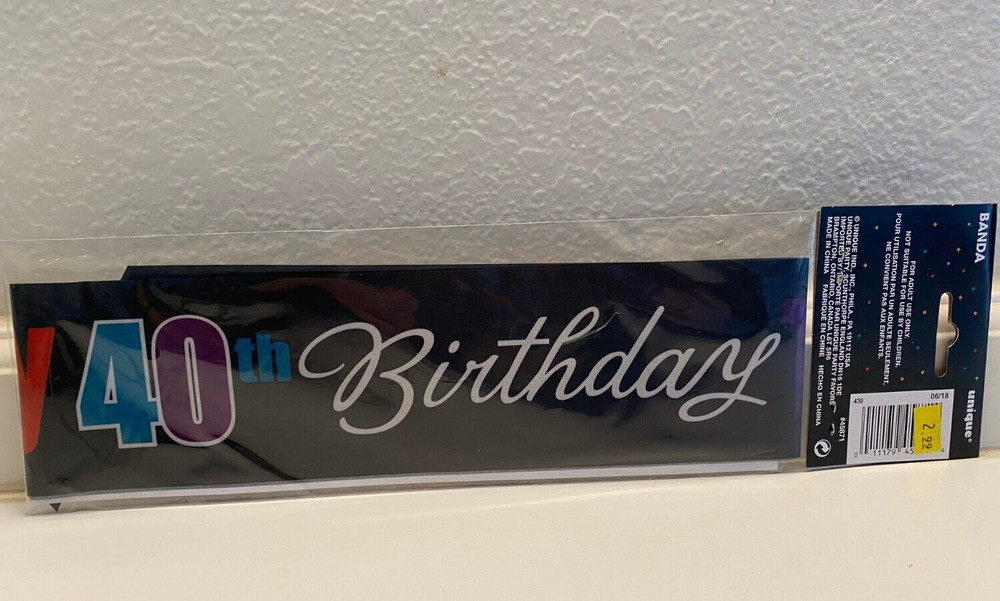 New «Happy 40th Birthday to Me» Birthday Sash Adult One Size 1 count